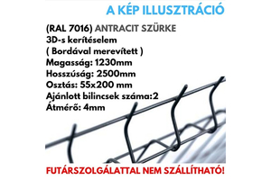 Hegesztett háló 1230x2500x200x55x4,0 mm antracit