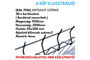 Hegesztett háló 1530x2500x200x55x4,0 mm antracit