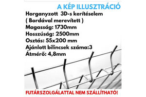 Hegesztett háló 1730x2500x200x55x3,8 mm horganyzot