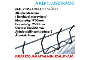 Hegesztett háló 1730x2500x200x55x4,0 mm antracit